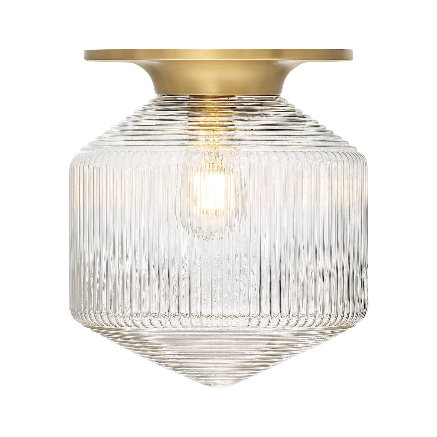 Ceiling Light With Satin Brass And Clear Glass Shade