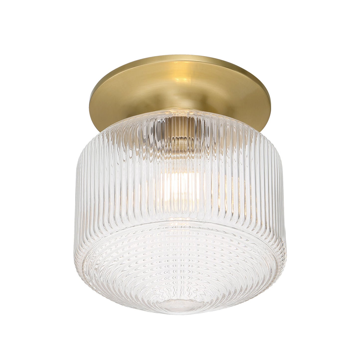 Ceiling Light With Satin Brass And Clear Glass Shade