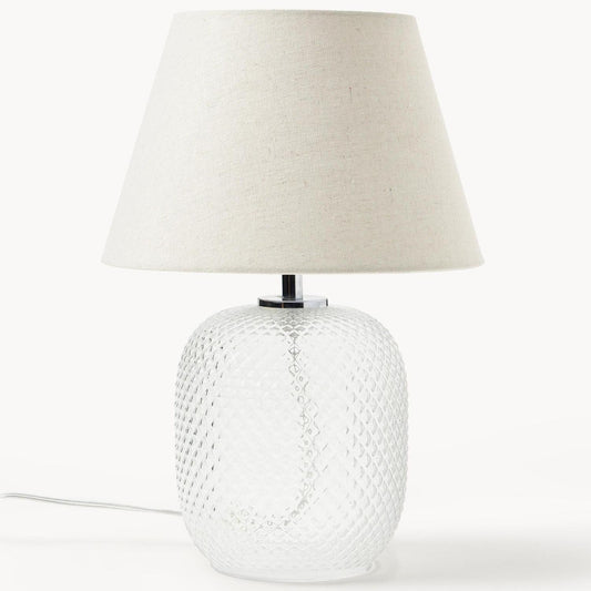 Clear Glass Table Lamp With Fabric Shape