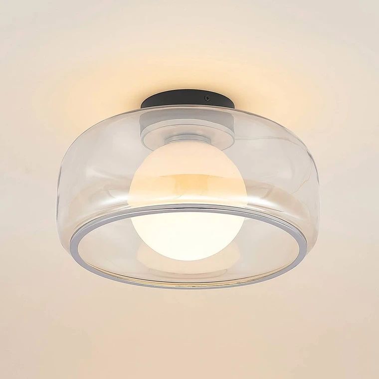Led Ceiling Lamp With Transparent Smoke Glass Shape